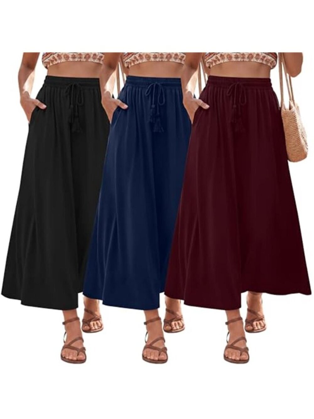 3 Pack Women's Maxi Long Skirts